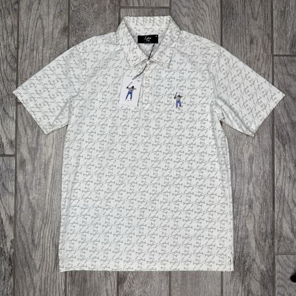 Eastside Golf Snap Placket Polo Mens M White Logo AOP Short Sleeve